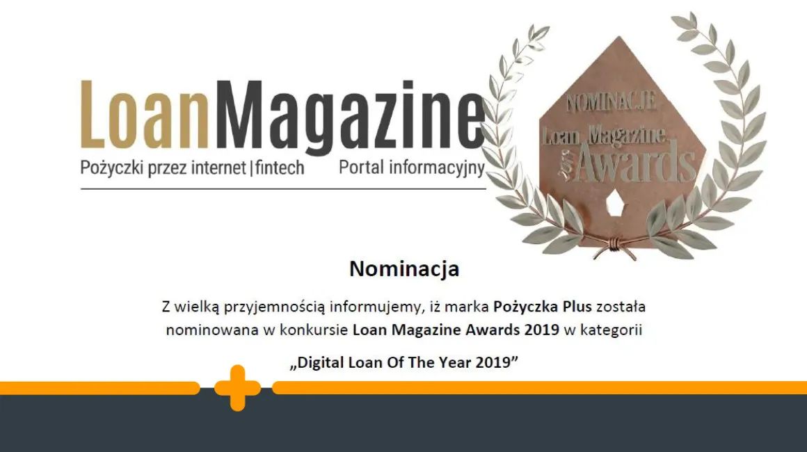 Pożyczka Plus nominowana w prestiżowym konkursie Loan Magazine Awards 2019